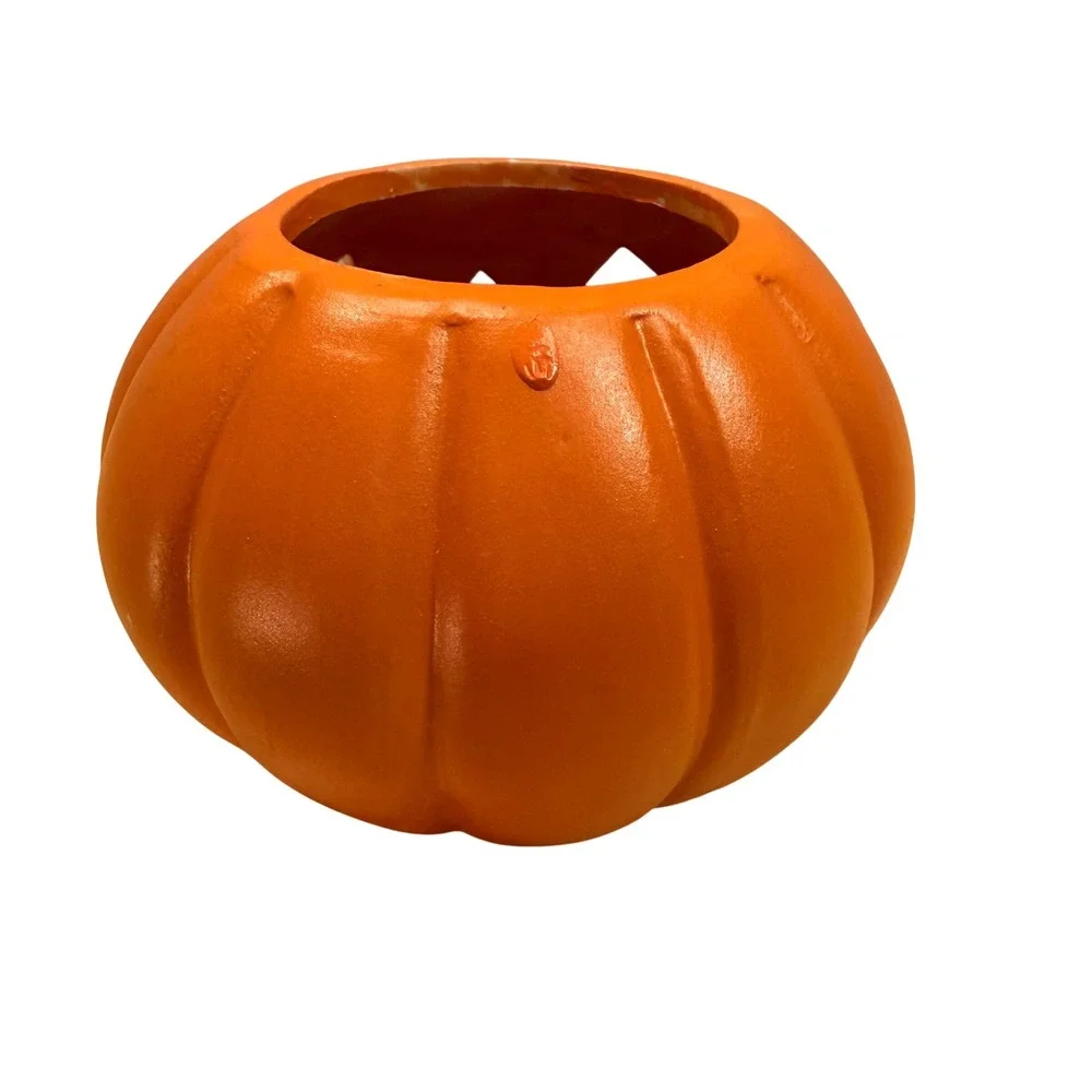 VTG 1989 Witch Time Halloween Pumpkin Candle Ceramic Votive Jack O Lantern NIB